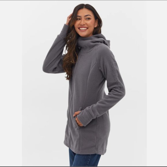 BENCH Polar Fleece Long Zip Up Gray Jacket - Picture 4 of 15